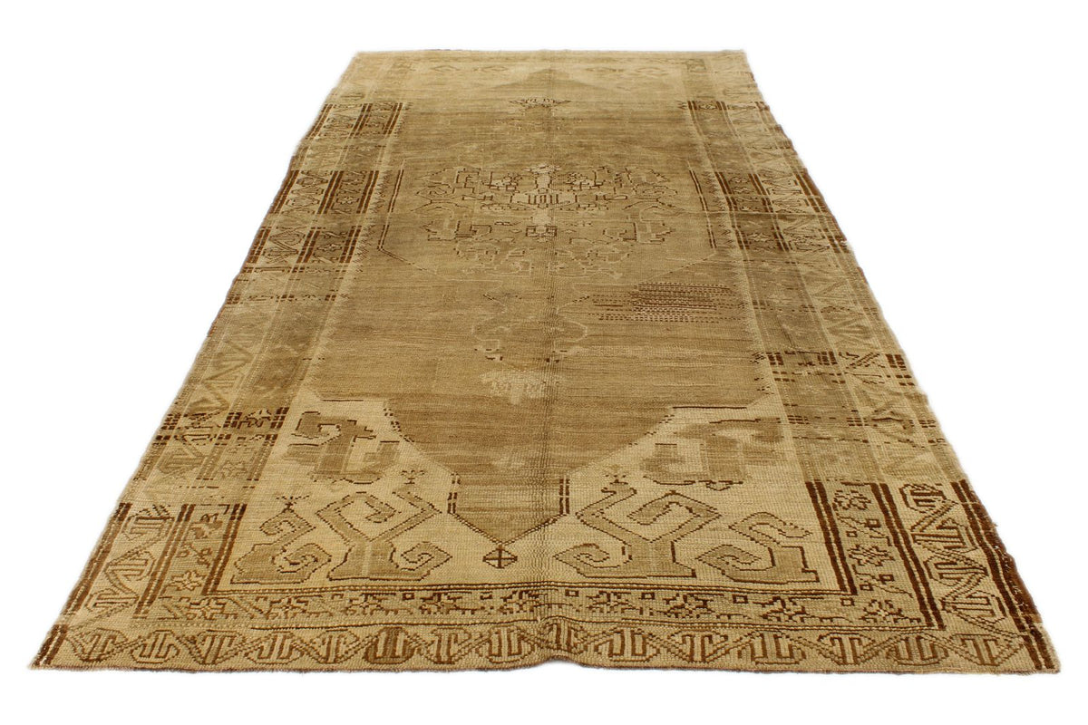 6x12 Ivory and Brown Turkish Tribal Runner