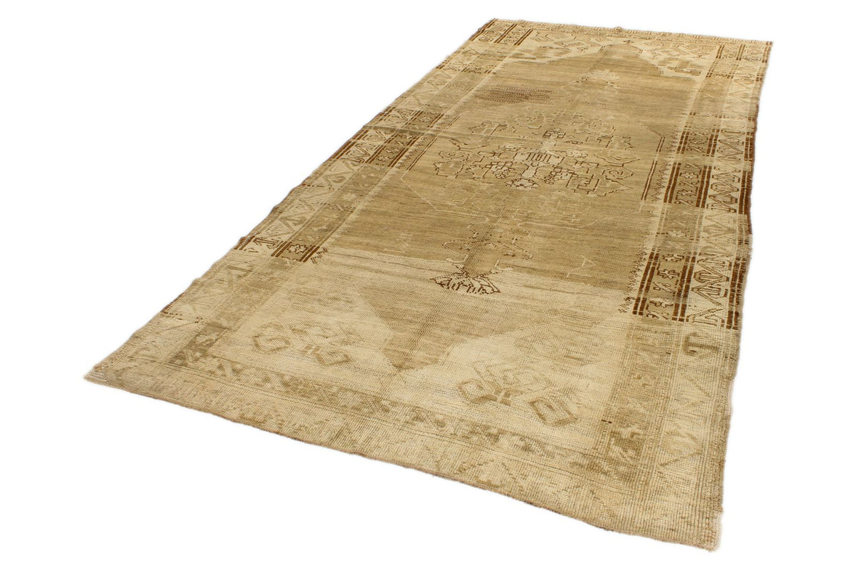 6x12 Ivory and Brown Turkish Tribal Runner
