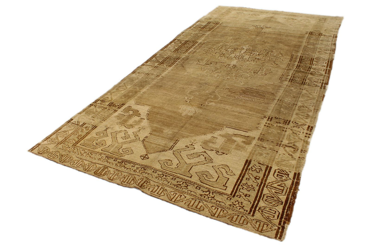 6x12 Ivory and Brown Turkish Tribal Runner