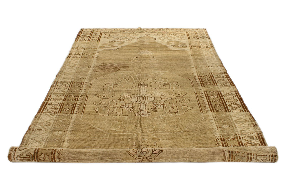 6x12 Ivory and Brown Turkish Tribal Runner