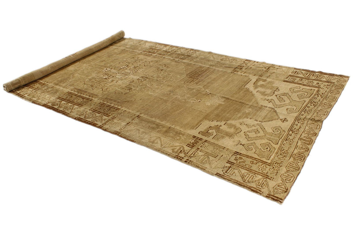 6x12 Ivory and Brown Turkish Tribal Runner