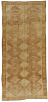 7x15 Ivory and Brown Turkish Tribal Runner