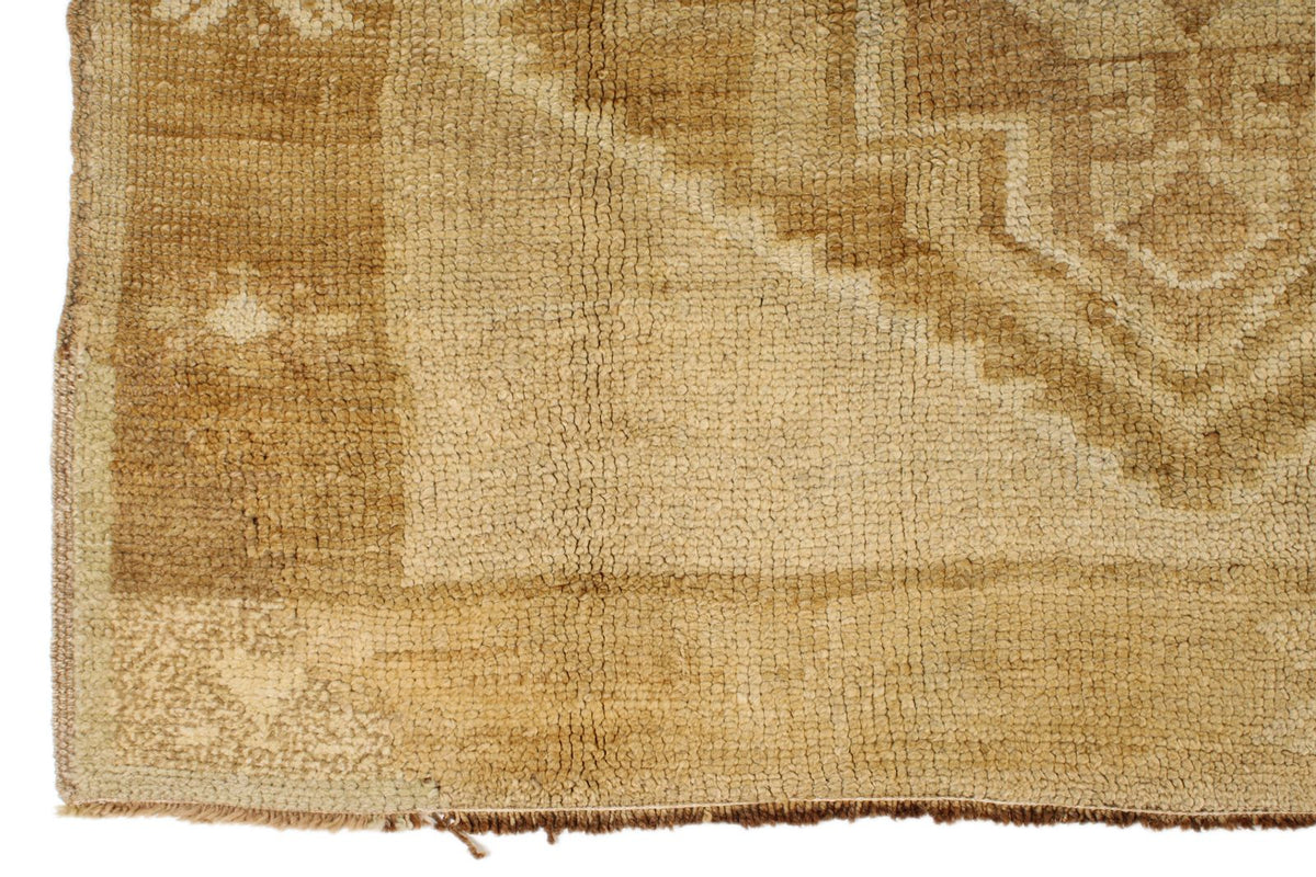 7x15 Ivory and Brown Turkish Tribal Runner