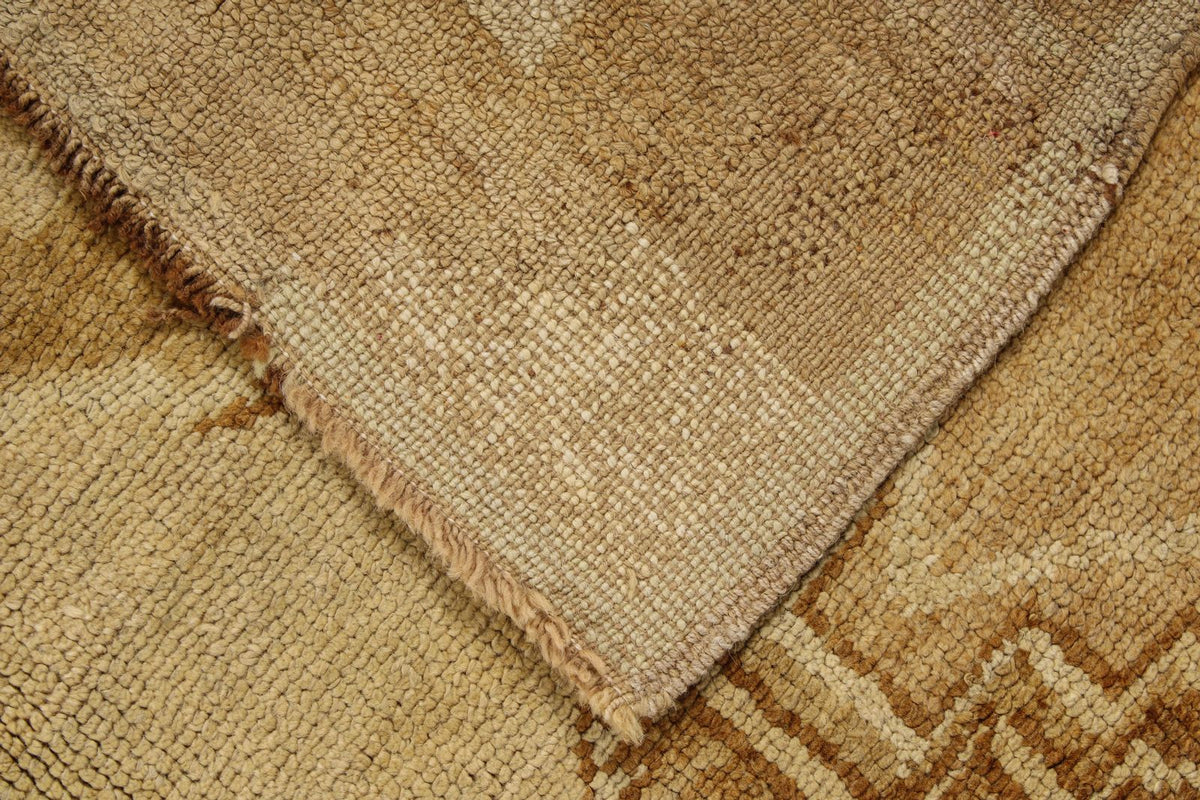 7x15 Ivory and Brown Turkish Tribal Runner