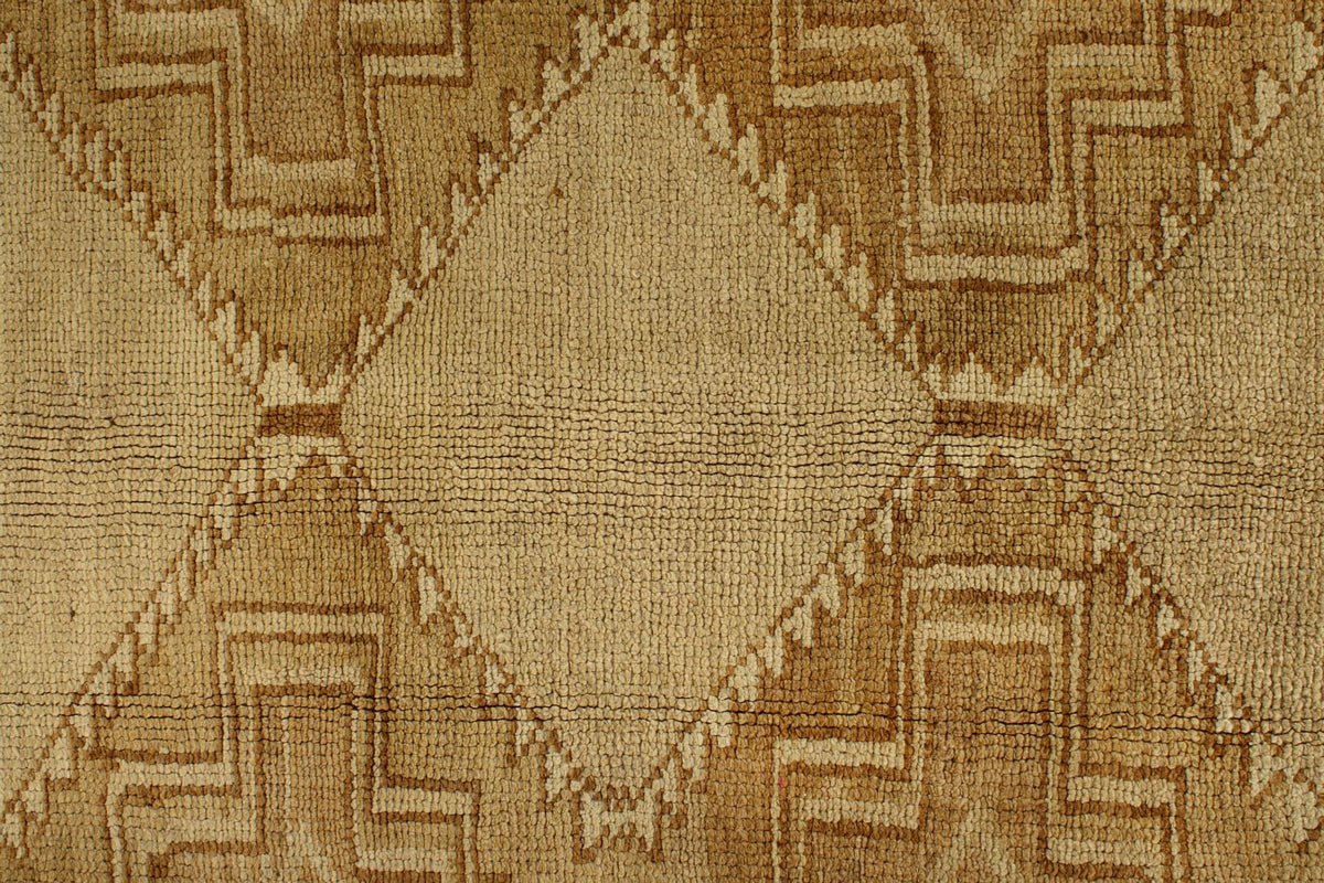 7x15 Ivory and Brown Turkish Tribal Runner