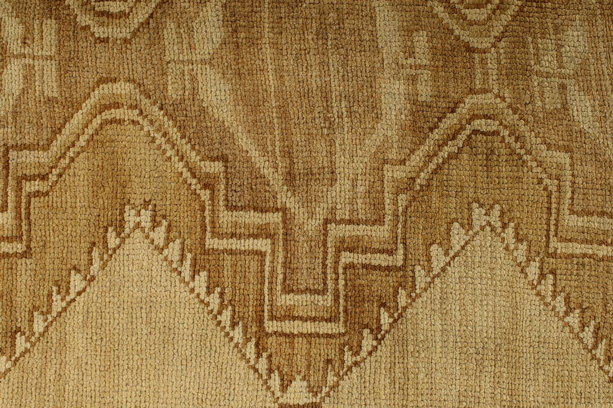 7x15 Ivory and Brown Turkish Tribal Runner