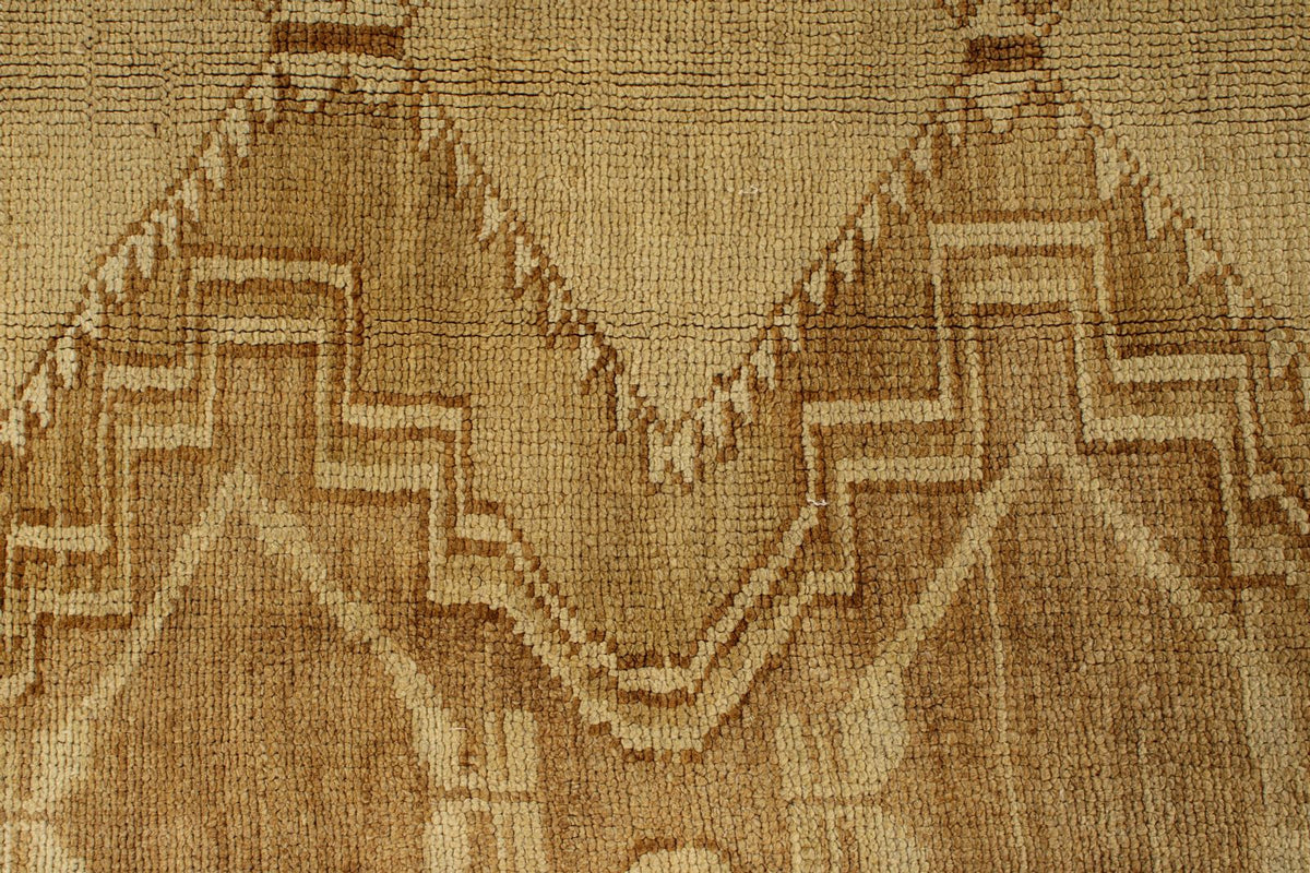 7x15 Ivory and Brown Turkish Tribal Runner