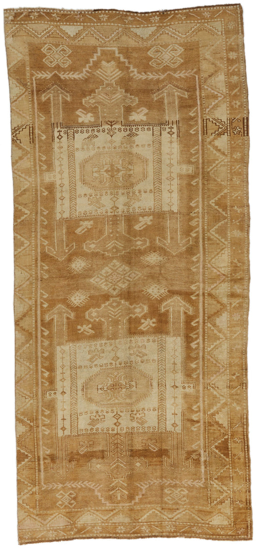 5x11 Ivory and Brown Turkish Tribal Runner