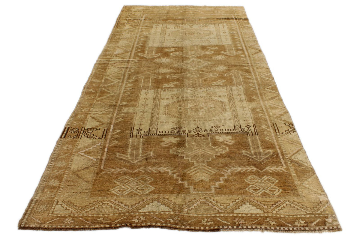 5x11 Ivory and Brown Turkish Tribal Runner