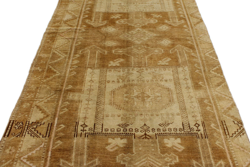 5x11 Ivory and Brown Turkish Tribal Runner