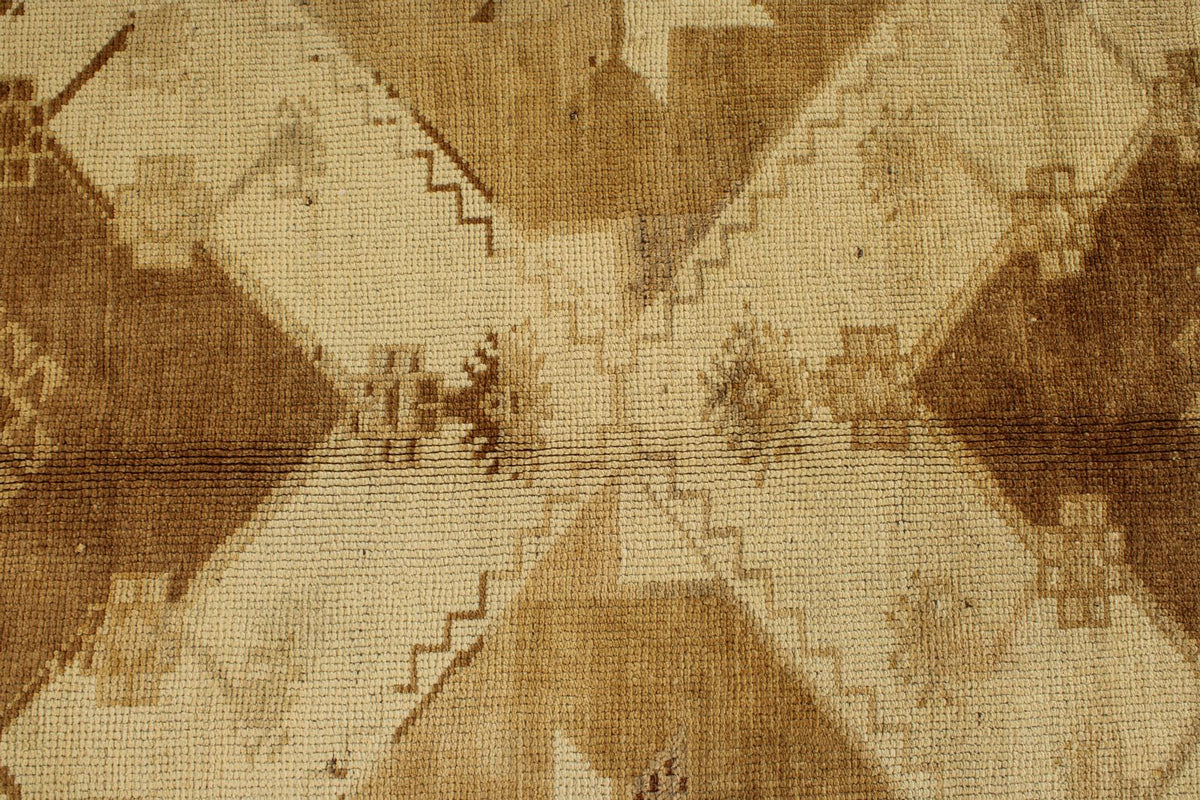 6x15 Ivory and Brown Turkish Tribal Runner