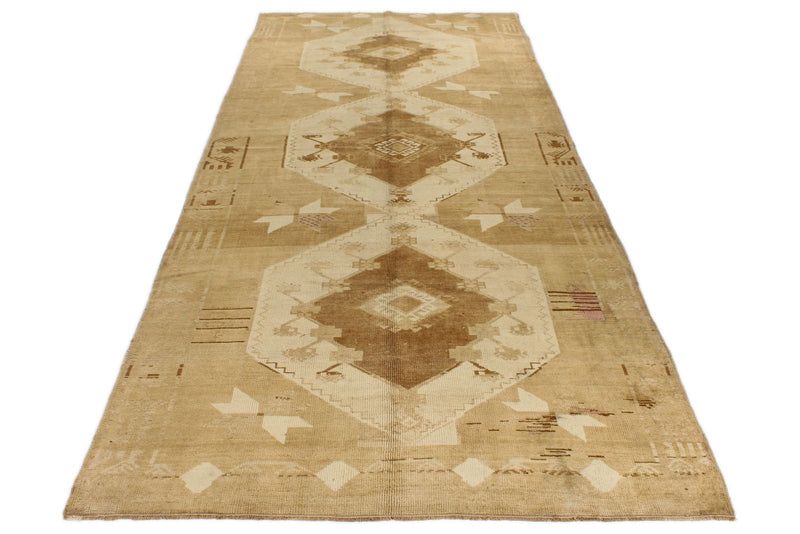 6x15 Ivory and Brown Turkish Tribal Runner