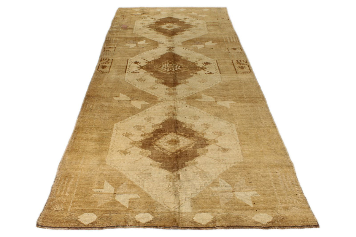 6x15 Ivory and Brown Turkish Tribal Runner