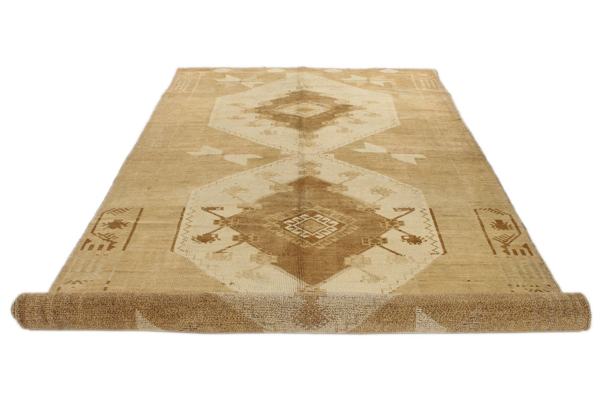 6x15 Ivory and Brown Turkish Tribal Runner