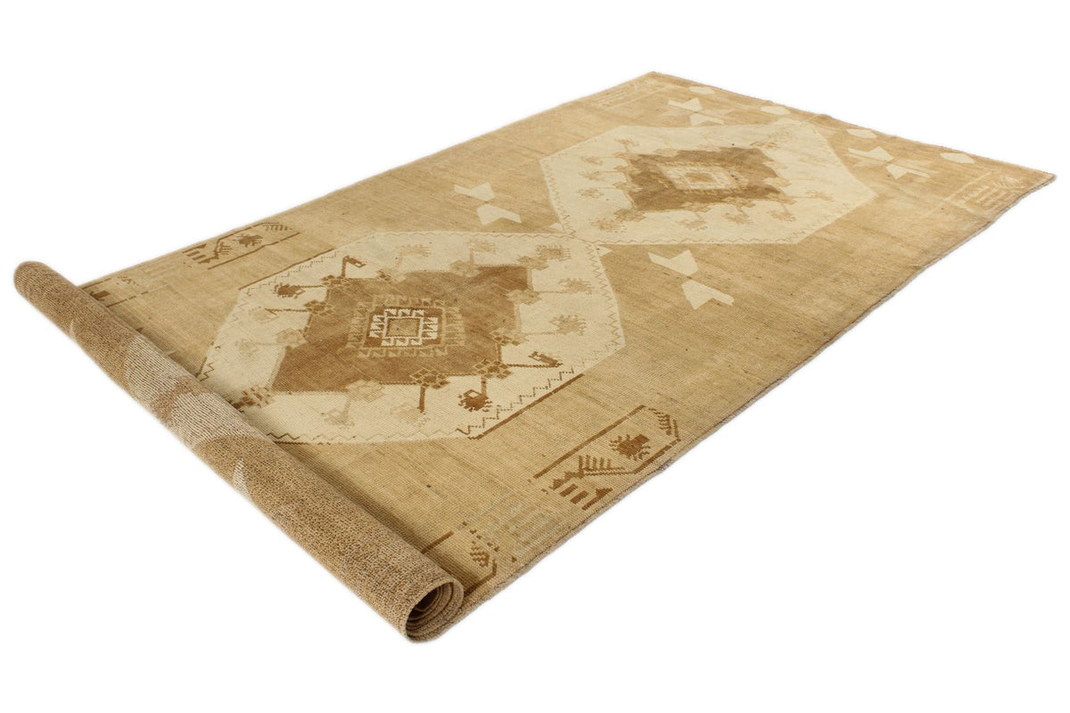 6x15 Ivory and Brown Turkish Tribal Runner