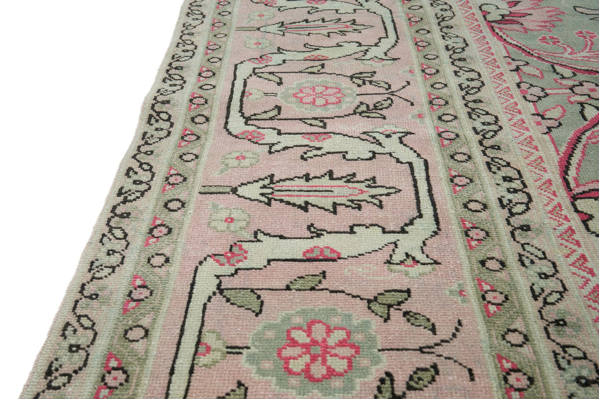 9x12 Ivory and Pink Turkish Milas Rug
