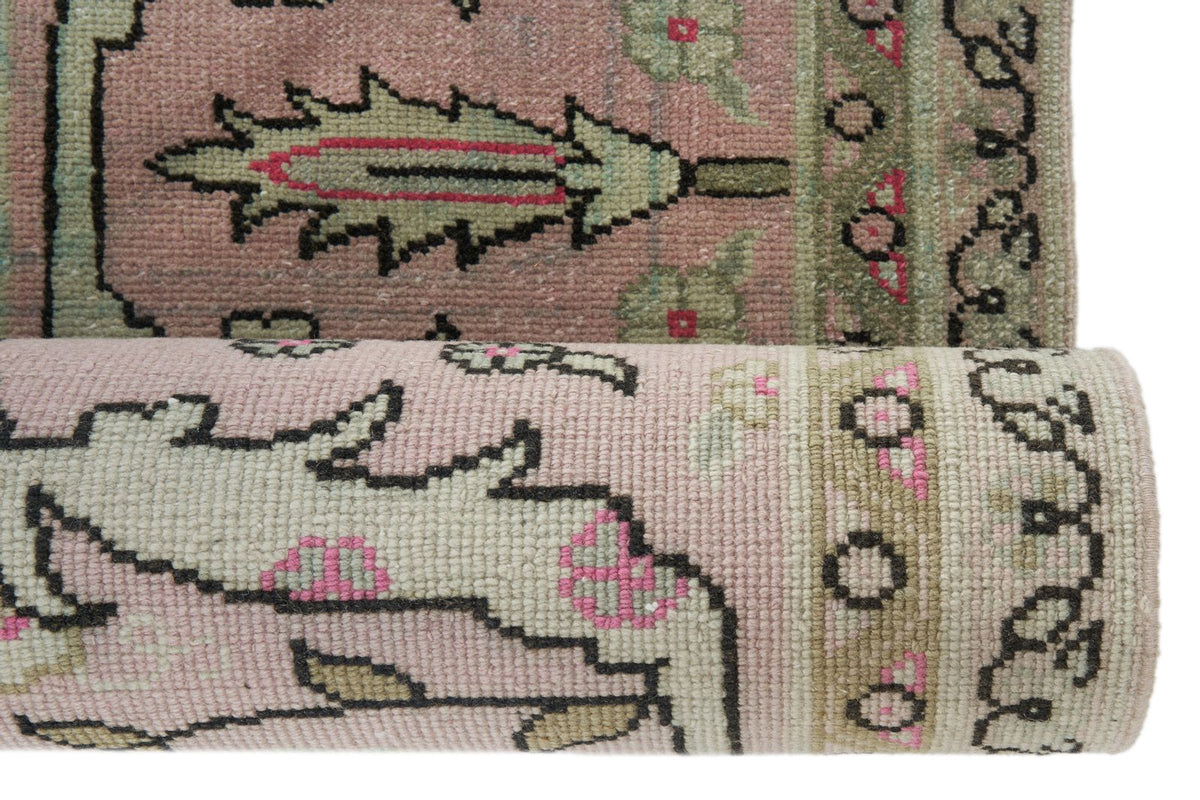 9x12 Ivory and Pink Turkish Milas Rug
