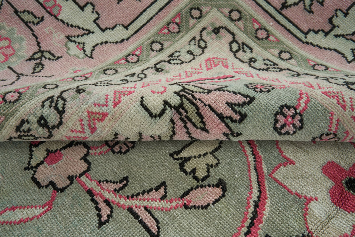 9x12 Ivory and Pink Turkish Milas Rug