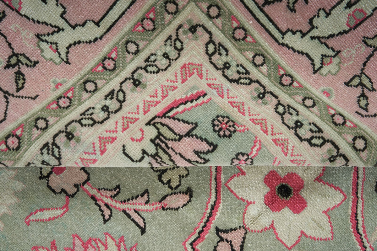 9x12 Ivory and Pink Turkish Milas Rug