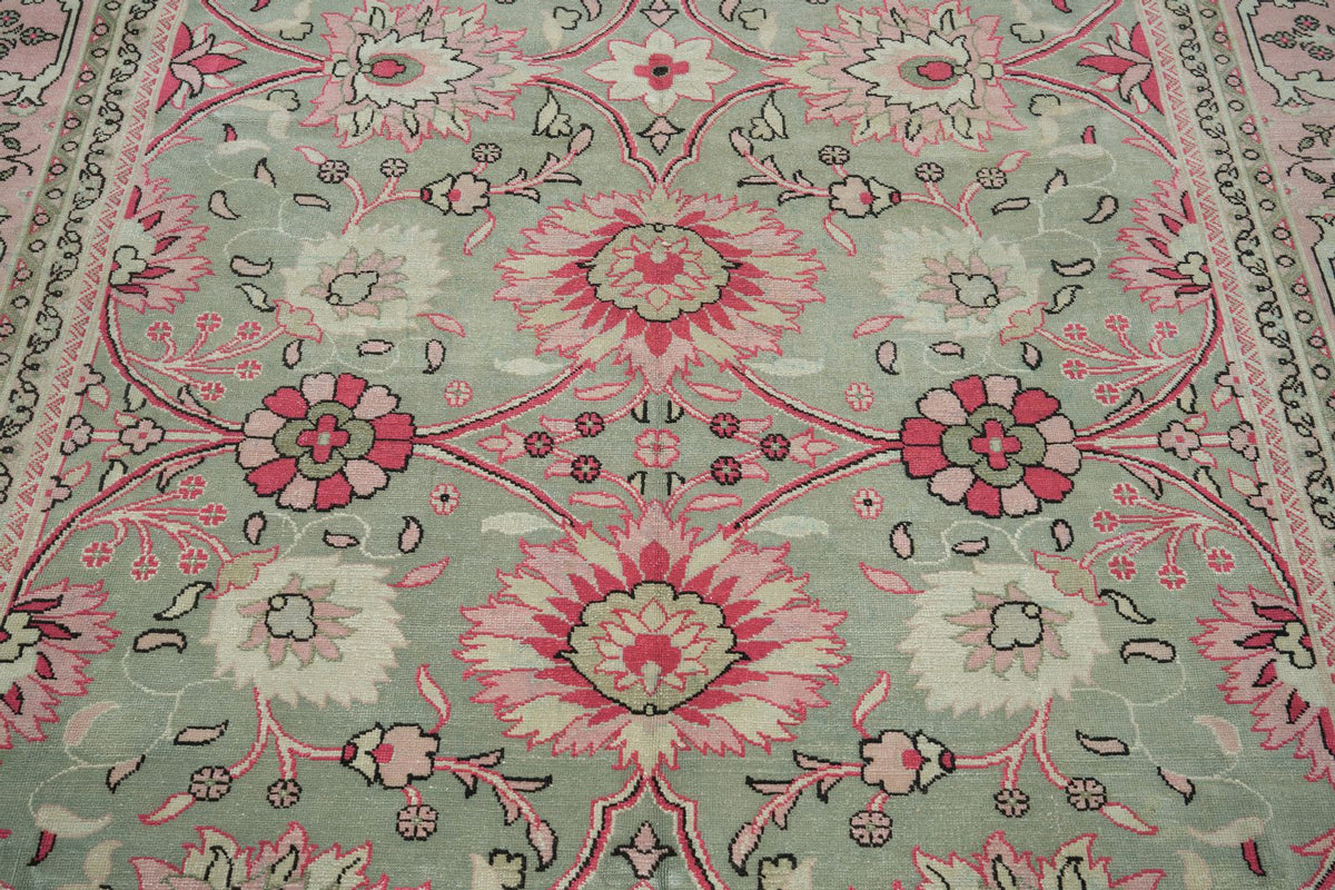 9x12 Ivory and Pink Turkish Milas Rug