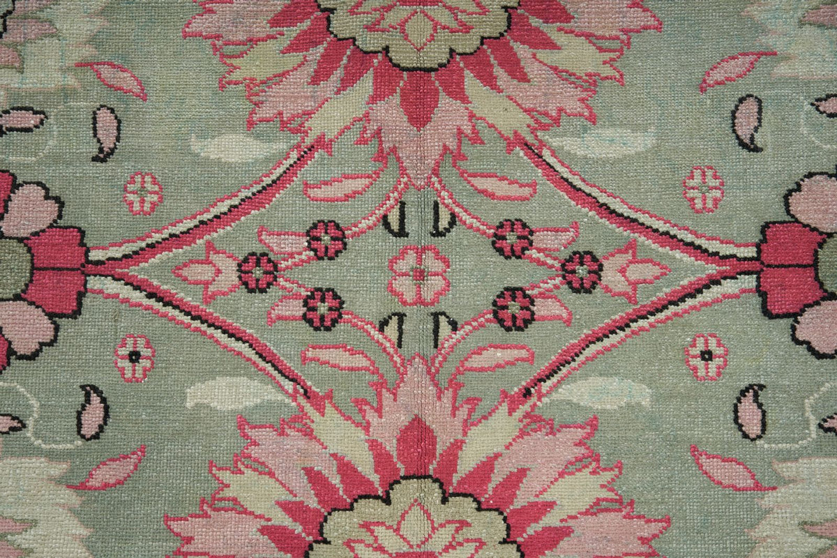 9x12 Ivory and Pink Turkish Milas Rug