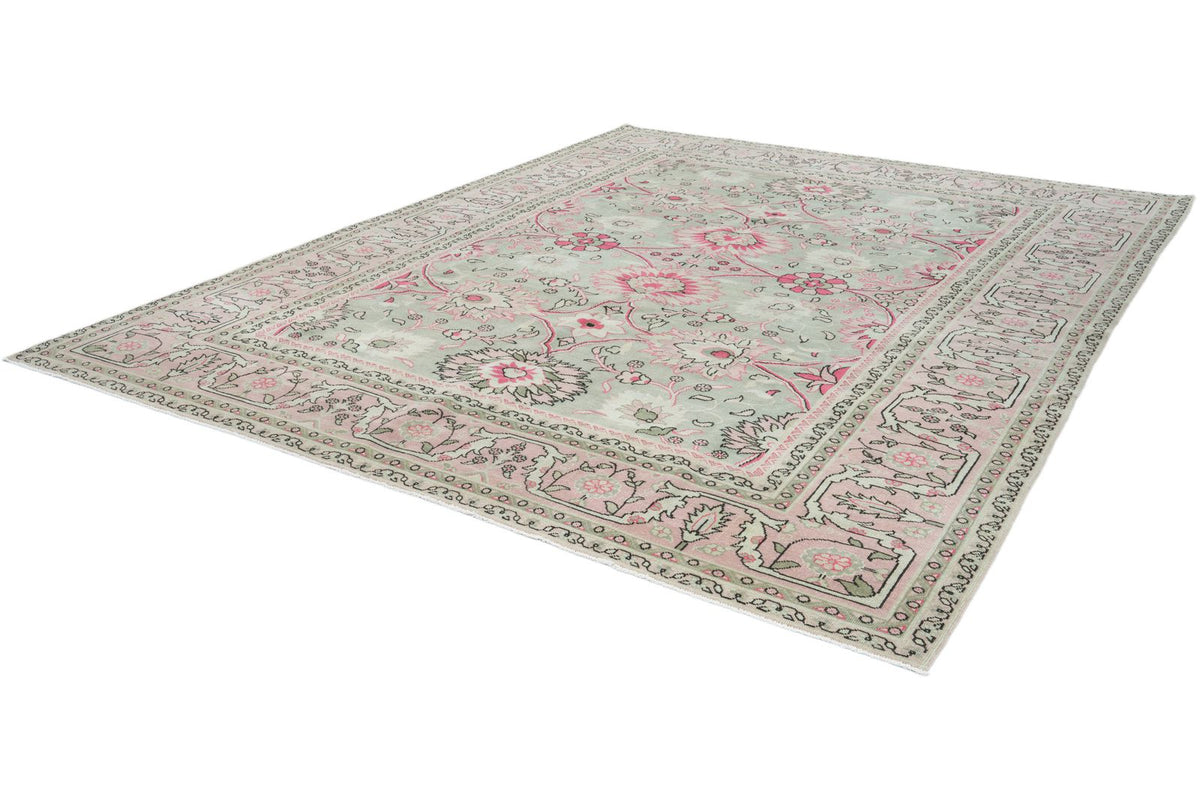 9x12 Ivory and Pink Turkish Milas Rug