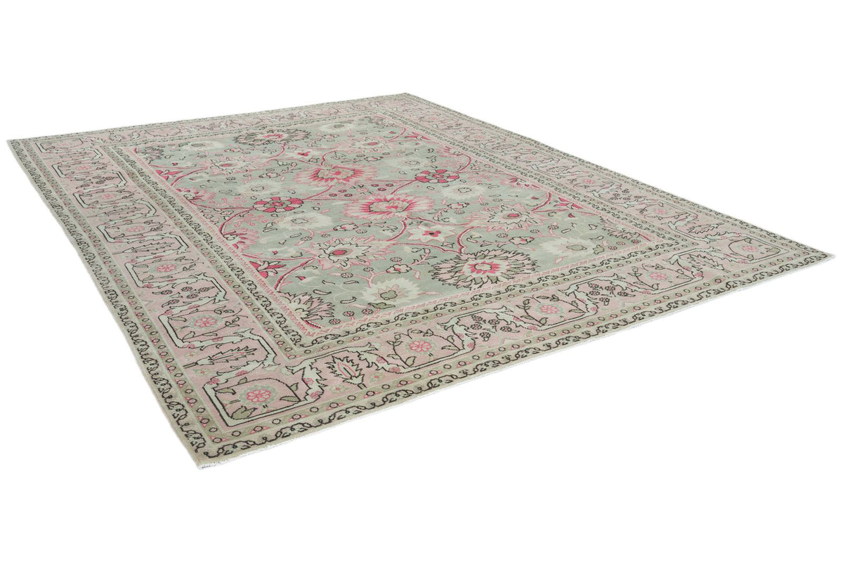 9x12 Ivory and Pink Turkish Milas Rug