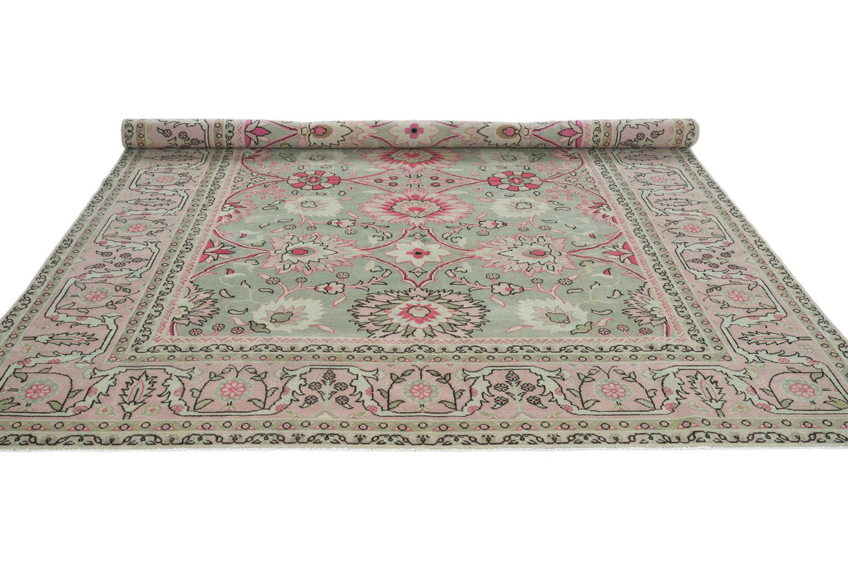 9x12 Ivory and Pink Turkish Milas Rug