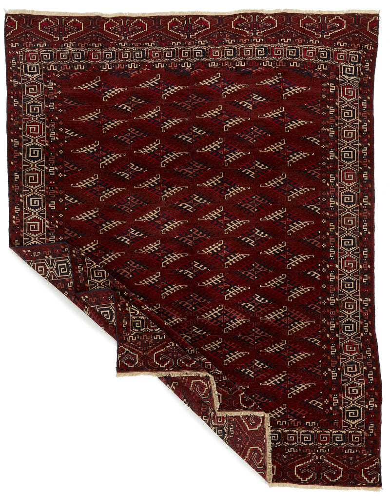 7x10 Red and Ivory Anatolian Tribal Rug