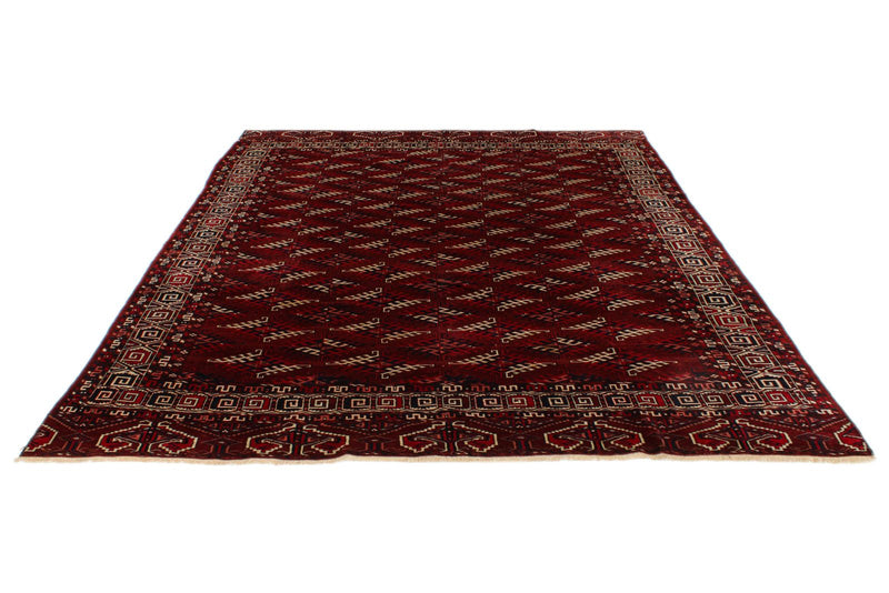 7x10 Red and Ivory Anatolian Tribal Rug