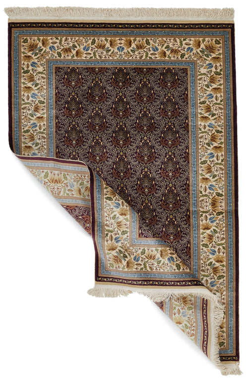 3x5 Ivory and Purple Turkish Anatolian Rug