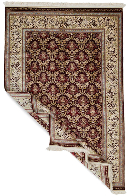 5x8 Beige and Red Turkish Anatolian Rug