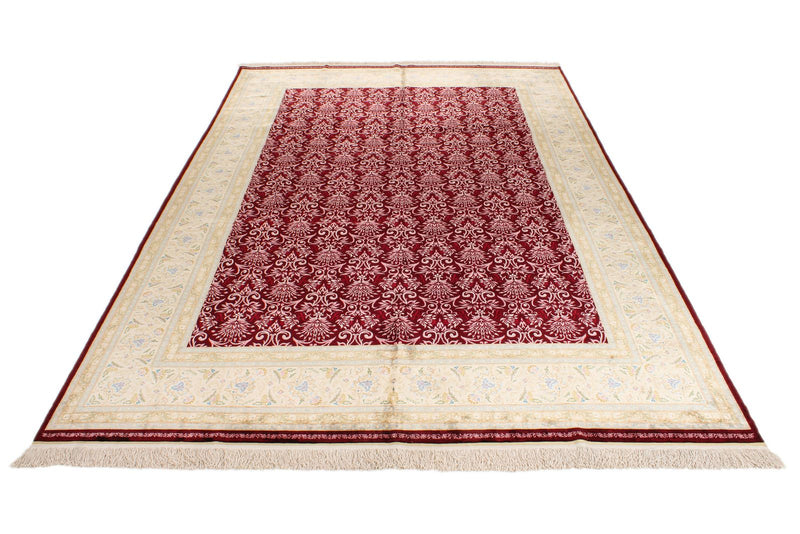 7x10 Ivory and Red Turkish Anatolian Rug