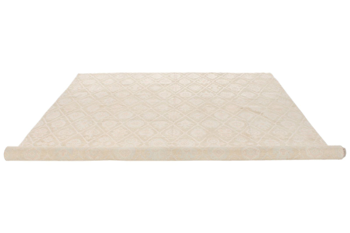 9x12 Green and Ivory Persian Rug