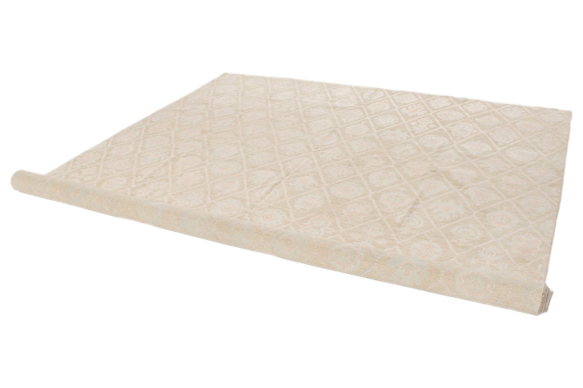 9x12 Green and Ivory Persian Rug