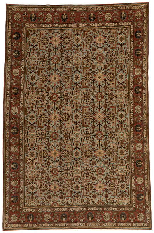 7x11 Blue and Rust Persian Traditional Rug