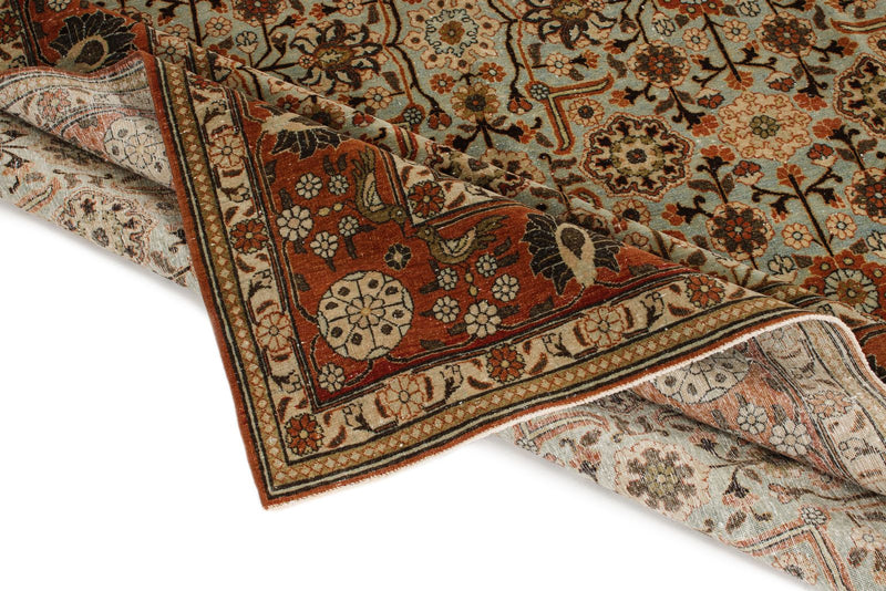 7x11 Blue and Rust Persian Traditional Rug