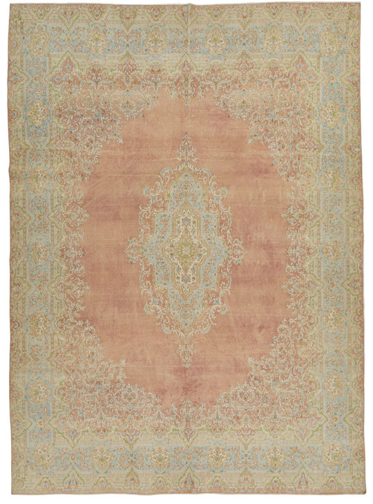 9x12 Rose and Blue Persian Rug