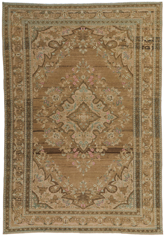 8x11 Brown and Ivory Persian Rug