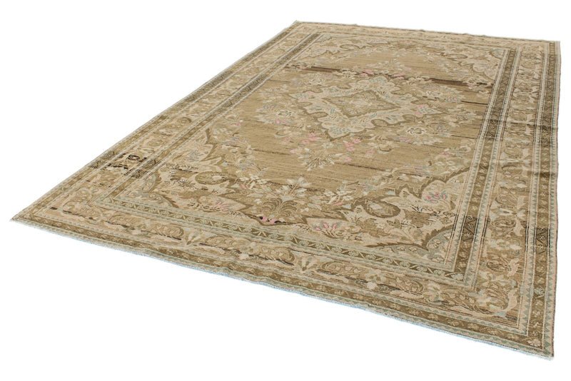 8x11 Brown and Ivory Persian Rug