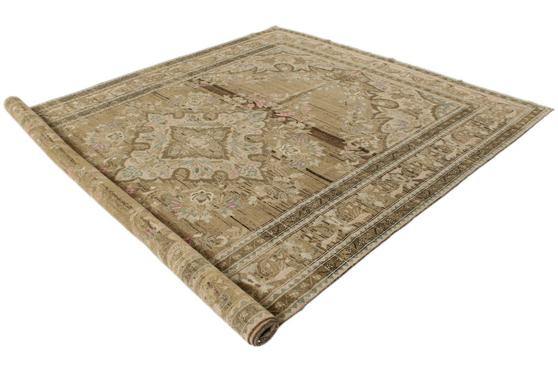 8x11 Brown and Ivory Persian Rug