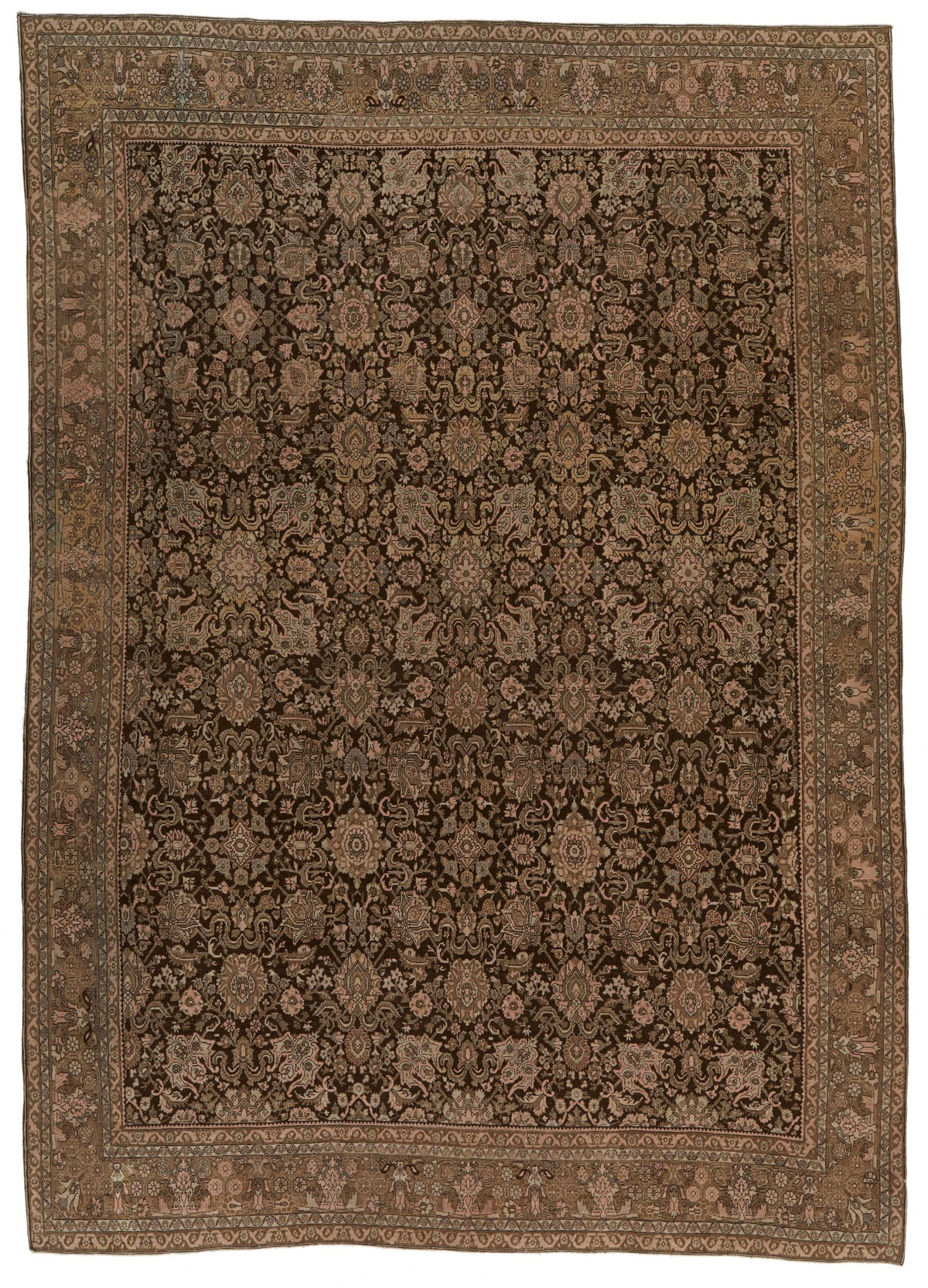 8x12 Brown and Pink Anatolian Tribal Rug