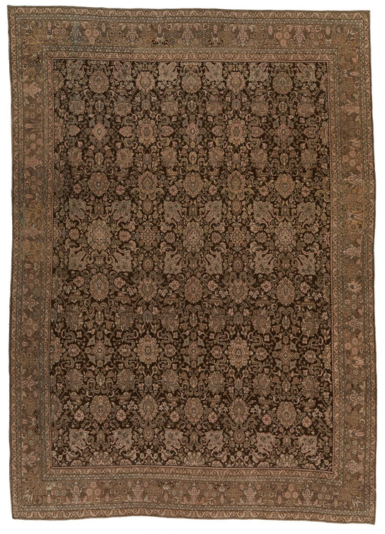 8x12 Brown and Pink Anatolian Tribal Rug
