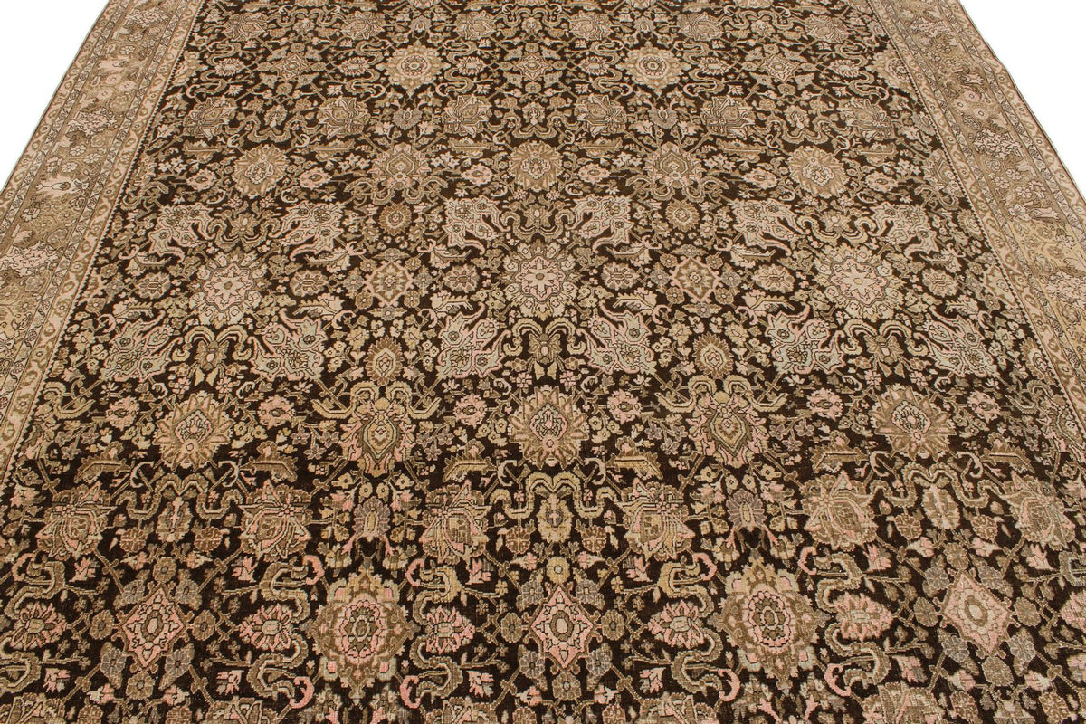 8x12 Brown and Pink Anatolian Tribal Rug