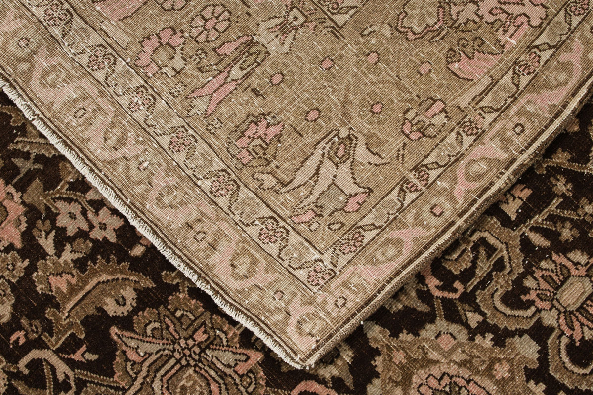 8x12 Brown and Pink Anatolian Tribal Rug