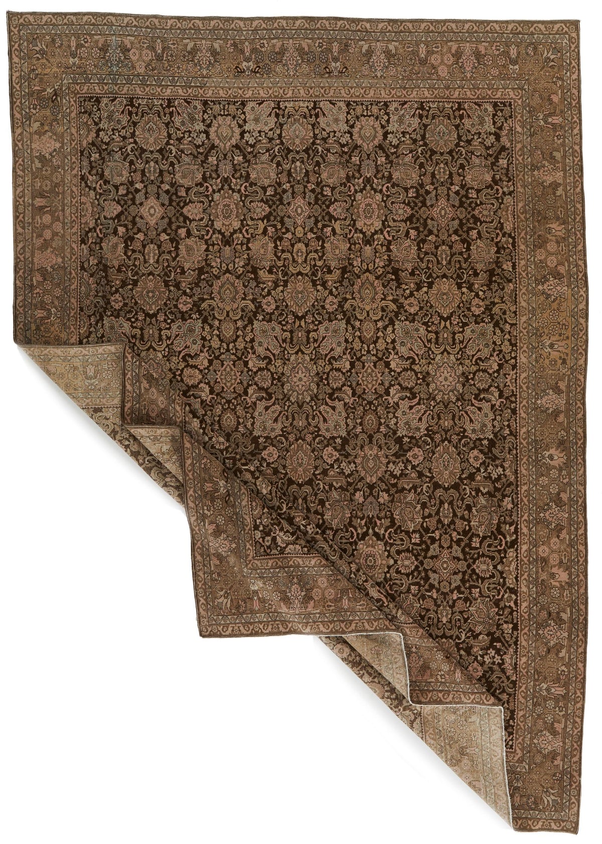 8x12 Brown and Pink Anatolian Tribal Rug