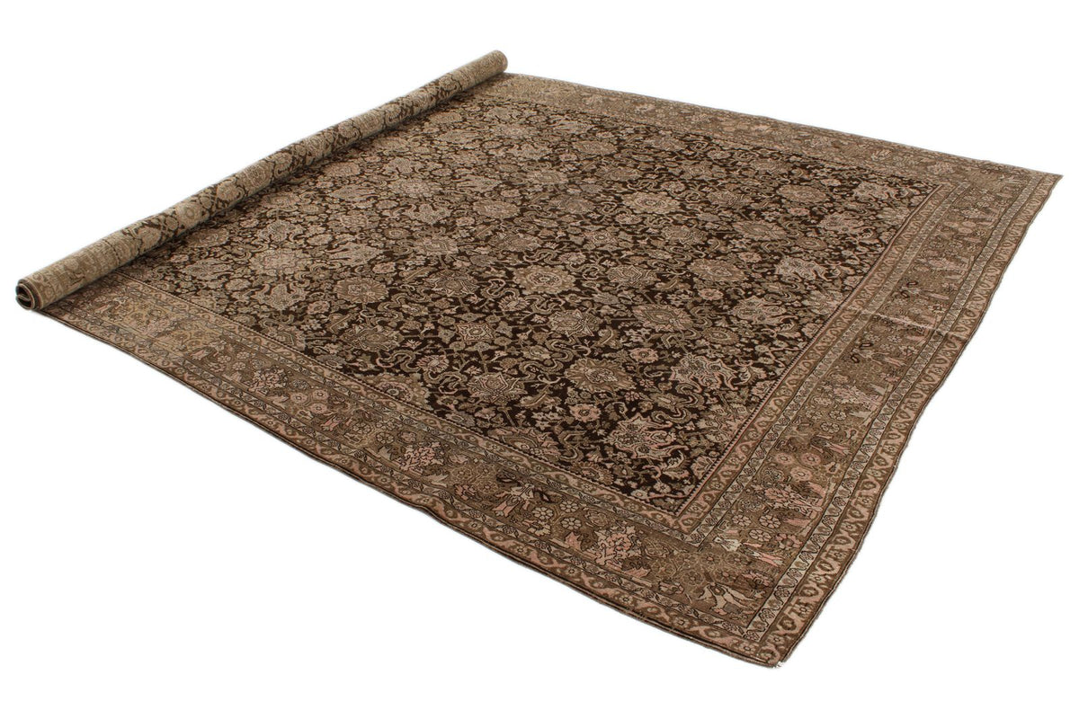 8x12 Brown and Pink Anatolian Tribal Rug