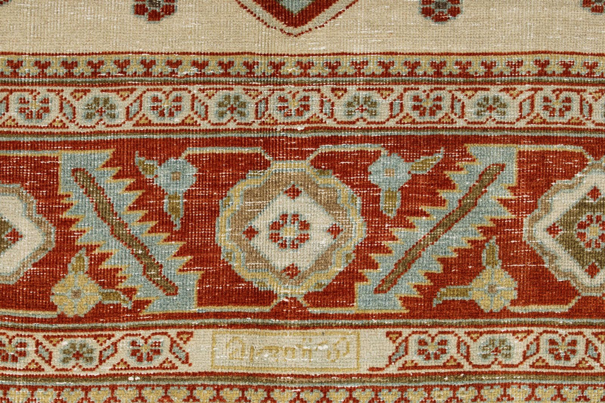 7x10 Ivory and Rust Persian Tribal Rug