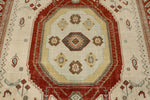 7x10 Ivory and Rust Persian Tribal Rug