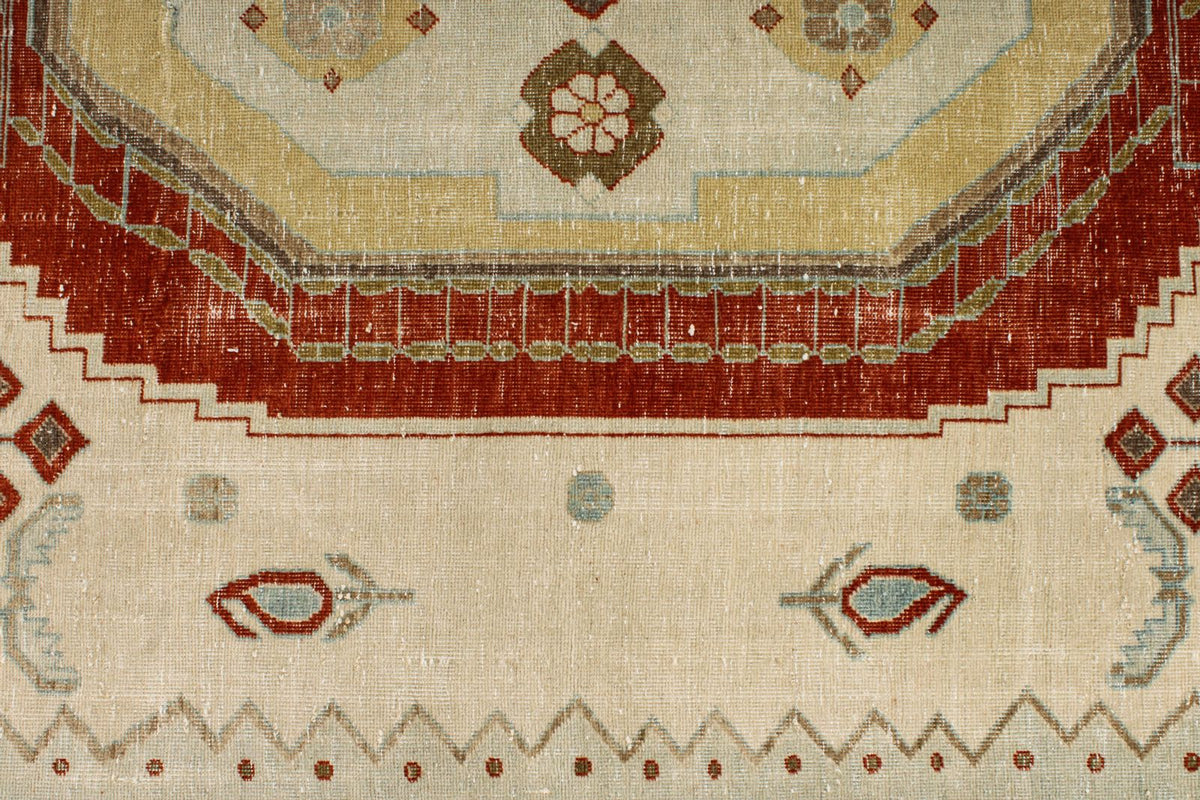 7x10 Ivory and Rust Persian Tribal Rug
